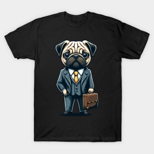 Dog in Suit Holding a Suitcase - Cute and Funny Vector T-Shirt